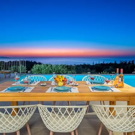 Fiscardo Luxury Stone Suzana ,with Sunset View! 피스카던